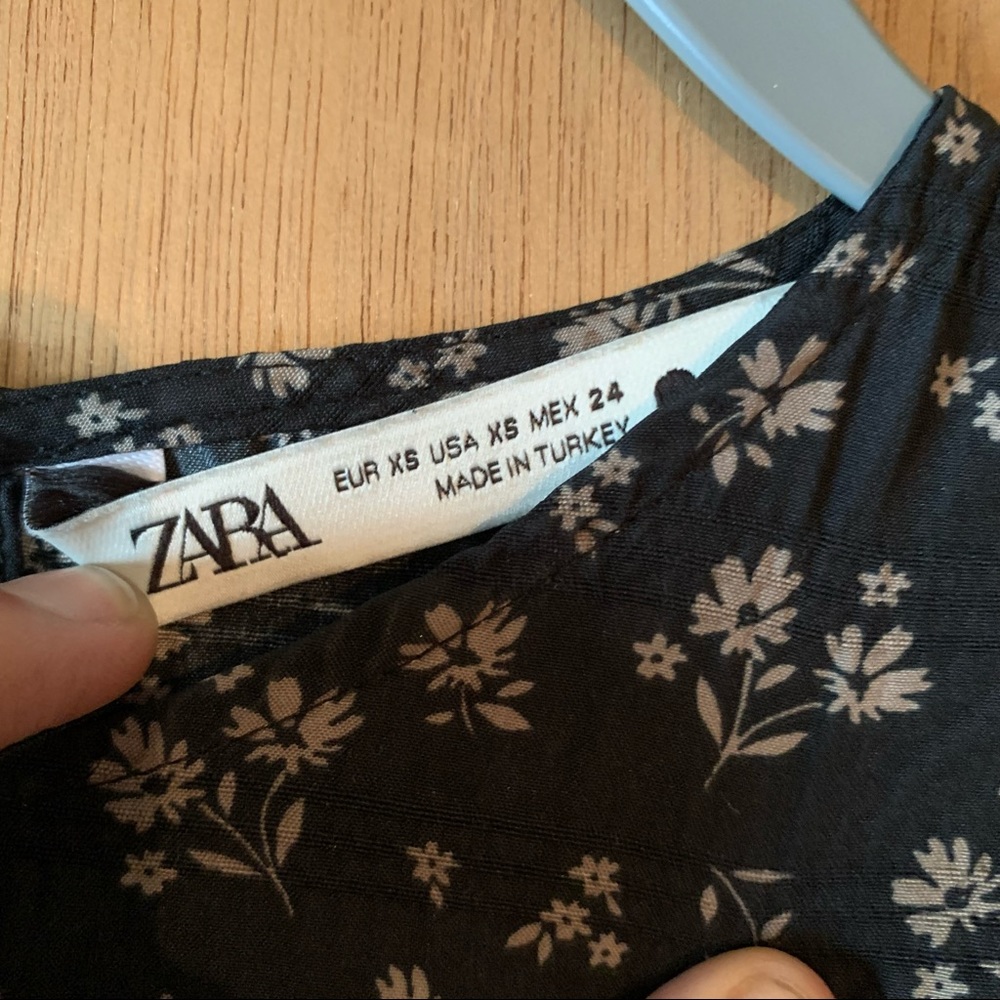 ZARA Babydoll Floral Black Mini Dress - Picture 5 of 6